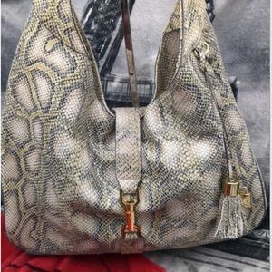 Gili Leather Hobo Shoulder Bag Snakeskin Exotic Tassel Genuine Gently used clean